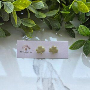 NEW St. Patrick's Day Shamrock Polymer Clay Stud Earrings